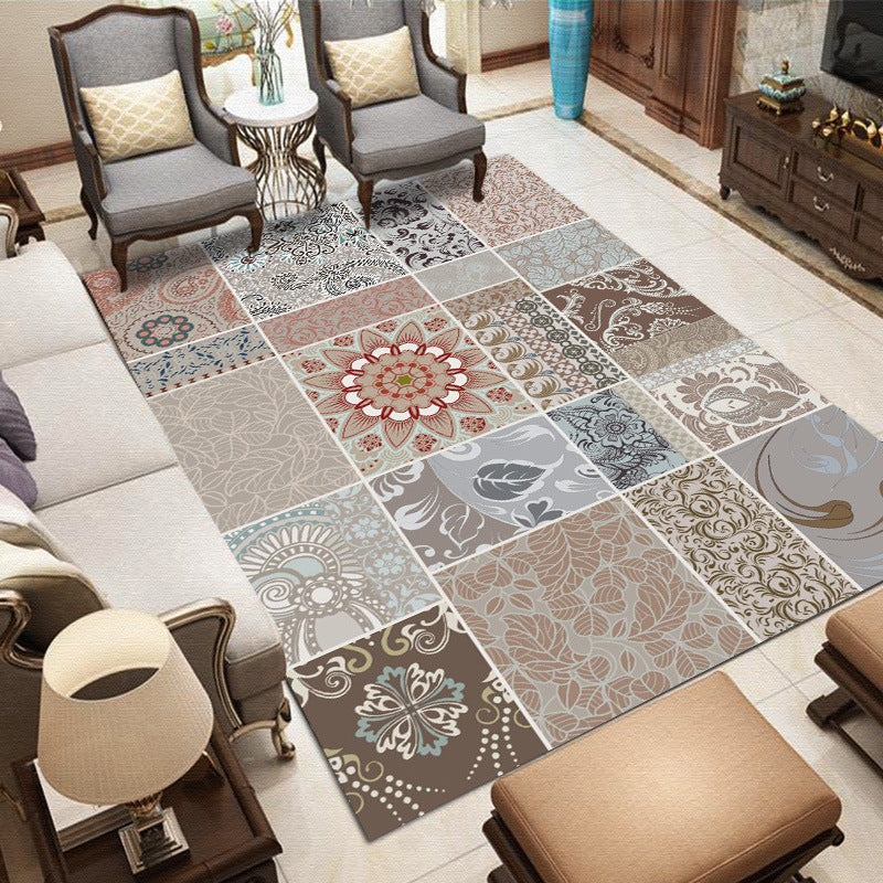 Whitewashed Multi Color Boho Rug Polyester Geometric Rug Pet Friendly Non-Slip Machine Washable Carpet for Home Decor Light Brown Clearhalo 'Area Rug' 'Bohemian' 'Rugs' Rug' 2141586