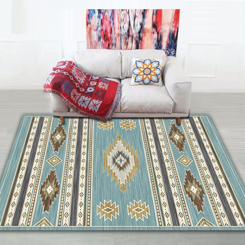Shabby Chic Tribal Print Rug Multi-Color Bohemian Carpet Synthetics Stain Resistant Anti-Slip Backing Pet Friendly Rug for Room Green Clearhalo 'Area Rug' 'Bohemian' 'Rugs' Rug' 2141597