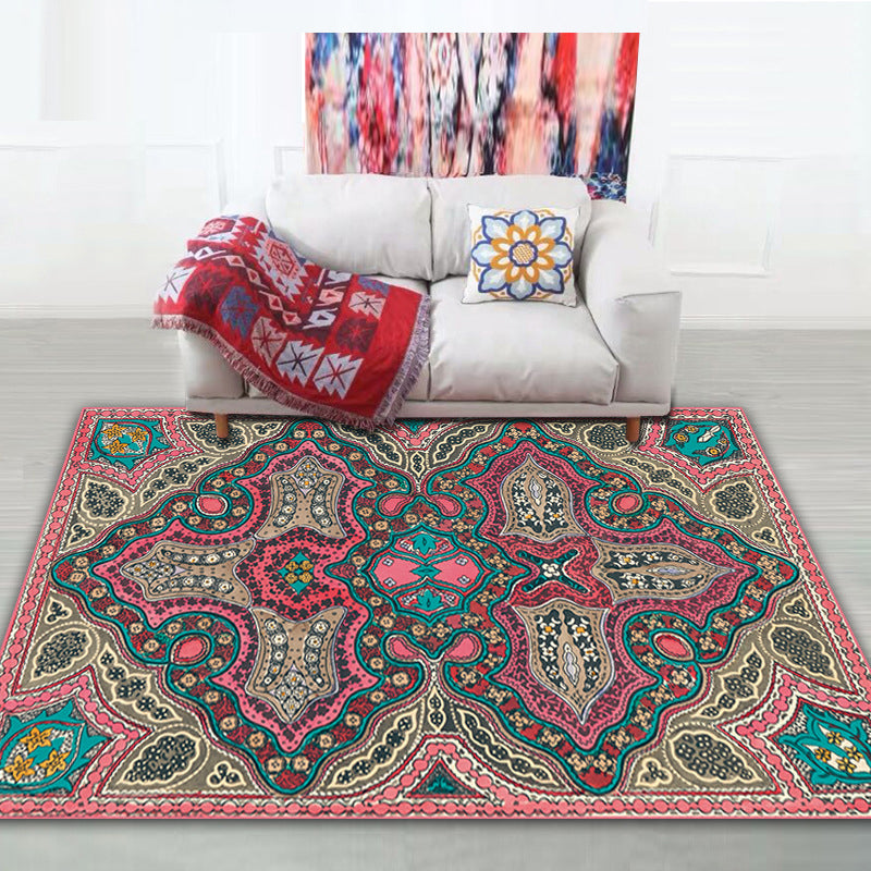Shabby Chic Tribal Print Rug Multi-Color Bohemian Carpet Synthetics Stain Resistant Anti-Slip Backing Pet Friendly Rug for Room Rose Red Clearhalo 'Area Rug' 'Bohemian' 'Rugs' Rug' 2141600
