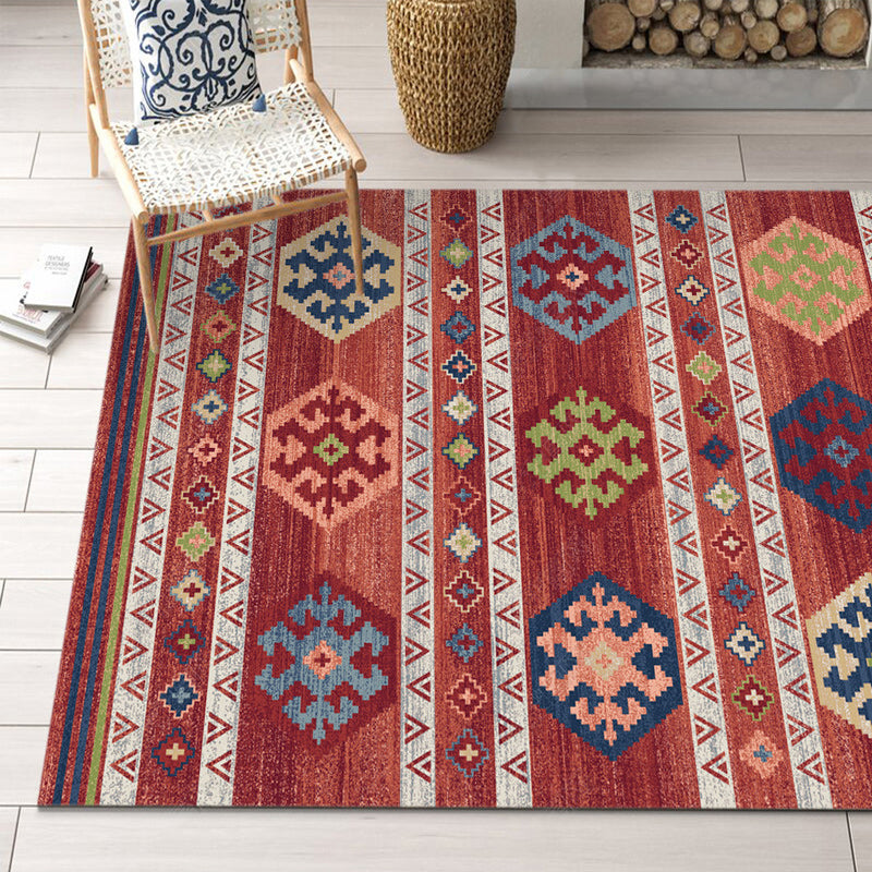 Classy Multicolor Geometric Rug Polypropylene Boho Chic Rug Non-Slip Backing Machine Washable Pet Friendly Carpet for Bedroom Red-Pink Clearhalo 'Area Rug' 'Bohemian' 'Rugs' Rug' 2141605