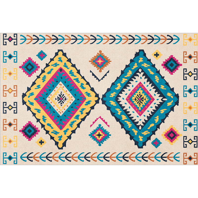 Classy Multicolor Geometric Rug Polypropylene Boho Chic Rug Non-Slip Backing Machine Washable Pet Friendly Carpet for Bedroom Blue-Yellow Clearhalo 'Area Rug' 'Bohemian' 'Rugs' Rug' 2141613