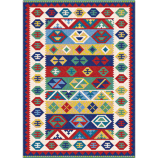 Classy Multicolor Geometric Rug Polypropylene Boho Chic Rug Non-Slip Backing Machine Washable Pet Friendly Carpet for Bedroom Blue-White Clearhalo 'Area Rug' 'Bohemian' 'Rugs' Rug' 2141623