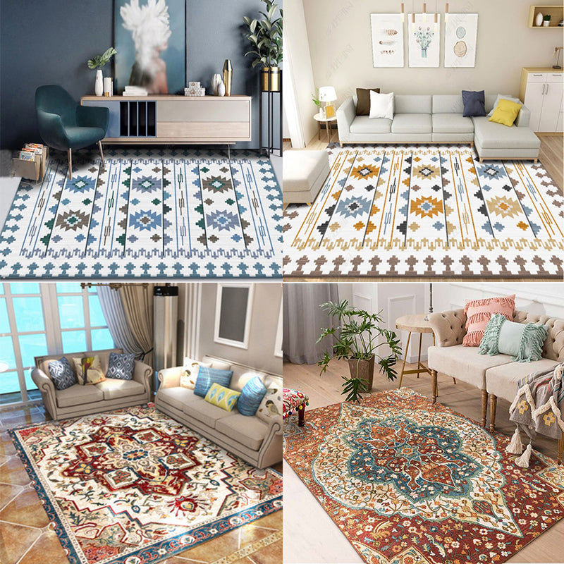 Rustic Tribal Patterned Rug Multi Colored Bohemia Rug Polyester Washable Non-Slip Backing Pet Friendly Carpet for Home Clearhalo 'Area Rug' 'Bohemian' 'Rugs' Rug' 2141632