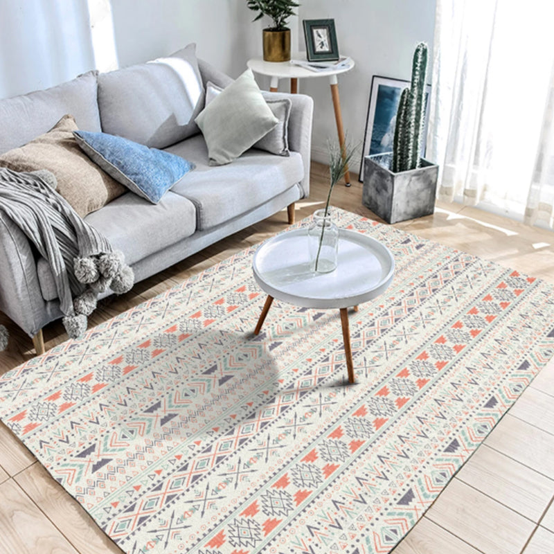 Rustic Tribal Patterned Rug Multi Colored Bohemia Rug Polyester Washable Non-Slip Backing Pet Friendly Carpet for Home Blue-Orange Clearhalo 'Area Rug' 'Bohemian' 'Rugs' Rug' 2141633