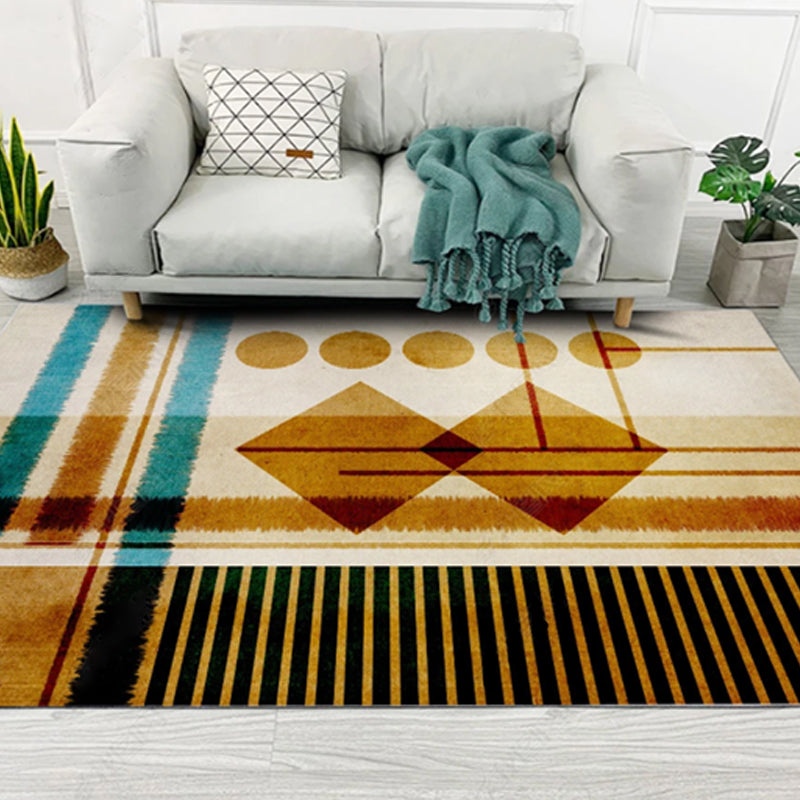 Rustic Tribal Patterned Rug Multi Colored Bohemia Rug Polyester Washable Non-Slip Backing Pet Friendly Carpet for Home Yellow-Black Clearhalo 'Area Rug' 'Bohemian' 'Rugs' Rug' 2141645
