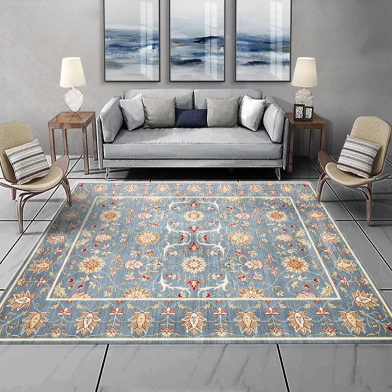 Rustic Tribal Patterned Rug Multi Colored Bohemia Rug Polyester Washable Non-Slip Backing Pet Friendly Carpet for Home Blue-Yellow Clearhalo 'Area Rug' 'Bohemian' 'Rugs' Rug' 2141648