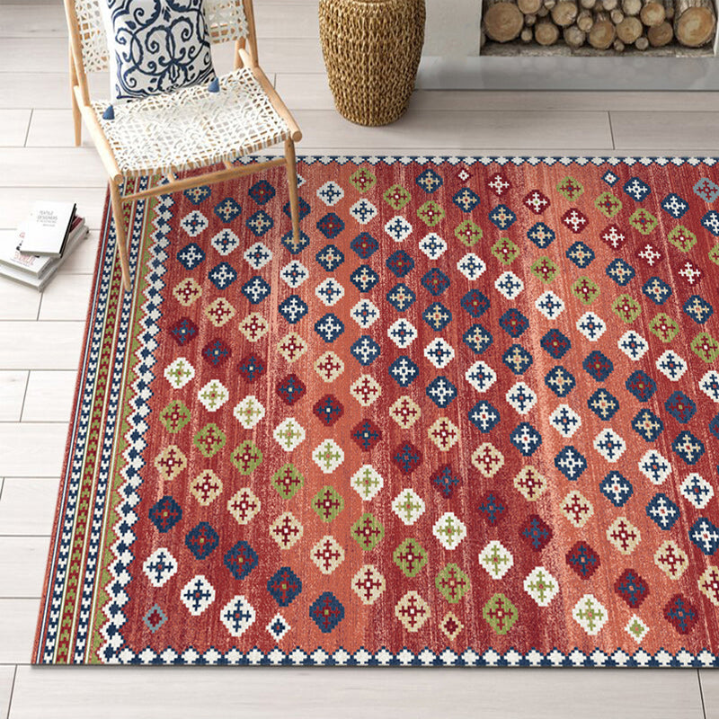 Festive Bohemian Style Rug Multi-Color Rhombus Print Rug Non-Slip Pet Friendly Washable Carpet for Family Room Red-White Clearhalo 'Area Rug' 'Bohemian' 'Rugs' Rug' 2141658