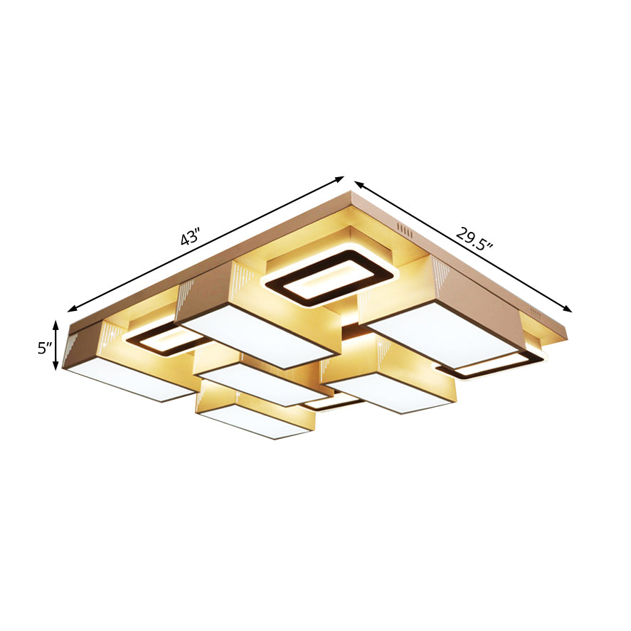 21.5"/29.5" Wide Block Flush Ceiling Light Modern Acrylic LED Living Room Flushmount Light in Warm/White/Natural Light Clearhalo 'Ceiling Lights' 'Close To Ceiling Lights' 'Close to ceiling' 'Flush mount' Lighting' 214305