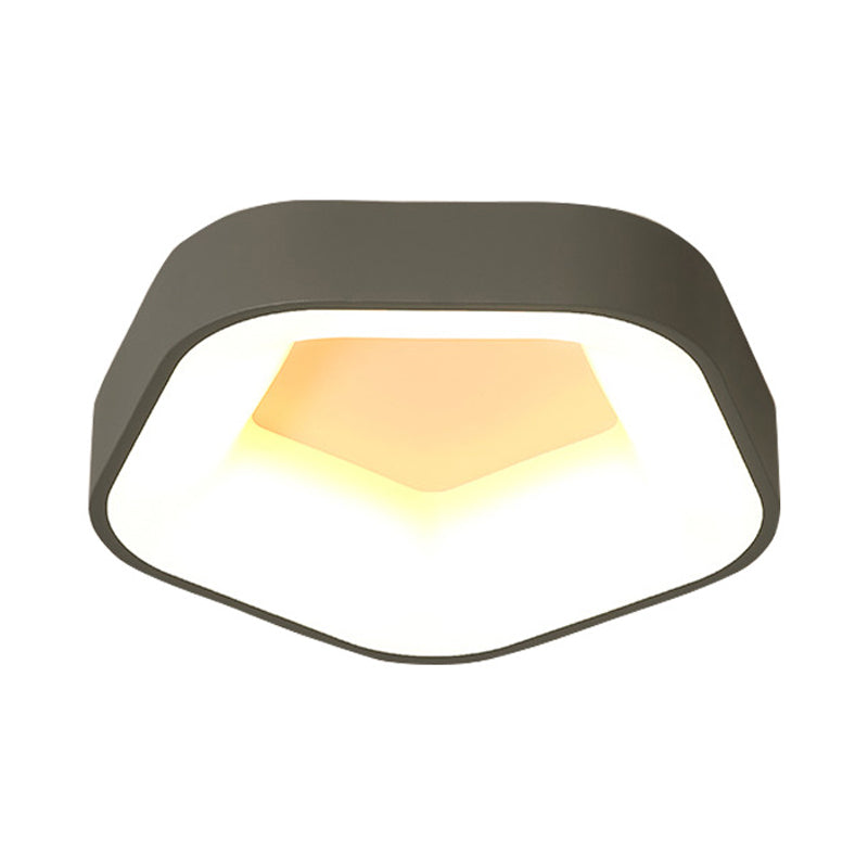 Pentagon Acrylic Ceiling Light Fixture Nordic LED Grey Flushmount Lighting in White/Warm/Natural Light Clearhalo 'Ceiling Lights' 'Close To Ceiling Lights' 'Close to ceiling' 'Flush mount' Lighting' 214338