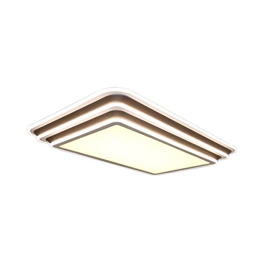 LED Living Room Flush Light White Ceiling Flush Mount with Square/Rectangular Acrylic Shade in Warm/White Light Clearhalo 'Ceiling Lights' 'Close To Ceiling Lights' 'Close to ceiling' 'Flush mount' Lighting' 214344