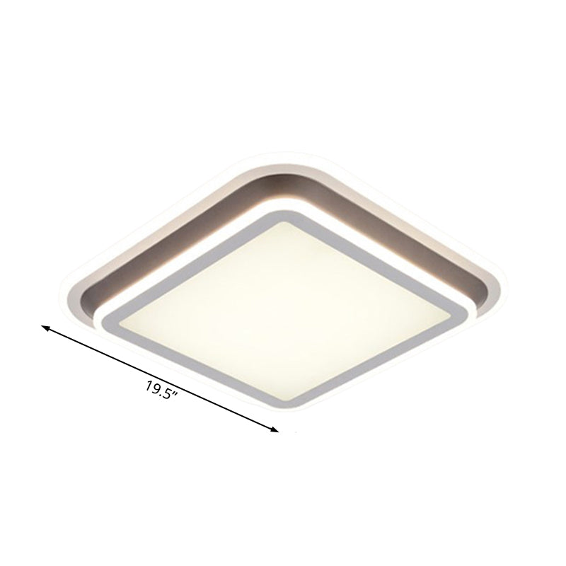 LED Living Room Flush Light White Ceiling Flush Mount with Square/Rectangular Acrylic Shade in Warm/White Light Clearhalo 'Ceiling Lights' 'Close To Ceiling Lights' 'Close to ceiling' 'Flush mount' Lighting' 214349