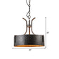 Metal Black Pendant Lamp Drum Shade 3-Light Vintage Chandelier Light Fixture with Elk, 12.5"/20" Wide Clearhalo 'Cast Iron' 'Ceiling Lights' 'Chandeliers' 'Industrial Chandeliers' 'Industrial' 'Metal' 'Middle Century Chandeliers' 'Rustic Chandeliers' 'Tiffany' Lighting' 214612