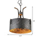 Metal Black Pendant Lamp Drum Shade 3-Light Vintage Chandelier Light Fixture with Elk, 12.5"/20" Wide Clearhalo 'Cast Iron' 'Ceiling Lights' 'Chandeliers' 'Industrial Chandeliers' 'Industrial' 'Metal' 'Middle Century Chandeliers' 'Rustic Chandeliers' 'Tiffany' Lighting' 214616