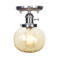 Chrome 1 Light Ceiling Mount Clear/Amber Glass Industrial Globe/Round Semi Flush Light for Dining Room Clearhalo 'Ceiling Lights' 'Close To Ceiling Lights' 'Close to ceiling' 'Glass shade' 'Glass' 'Pendant Lights' 'Semi-flushmount' Lighting' 214661