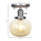 Chrome 1 Light Ceiling Mount Clear/Amber Glass Industrial Globe/Round Semi Flush Light for Dining Room Clearhalo 'Ceiling Lights' 'Close To Ceiling Lights' 'Close to ceiling' 'Glass shade' 'Glass' 'Pendant Lights' 'Semi-flushmount' Lighting' 214662