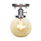 Chrome 1 Light Ceiling Mount Clear/Amber Glass Industrial Globe/Round Semi Flush Light for Dining Room Clearhalo 'Ceiling Lights' 'Close To Ceiling Lights' 'Close to ceiling' 'Glass shade' 'Glass' 'Pendant Lights' 'Semi-flushmount' Lighting' 214668