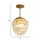 Five Tiers Fayer Chandelier Light Fixture Faceted Clear Glass 3 Lights Postmodern Hanging Lamp Kit in Gold Clearhalo 'Ceiling Lights' 'Chandeliers' 'Modern Chandeliers' 'Modern' Lighting' 214707