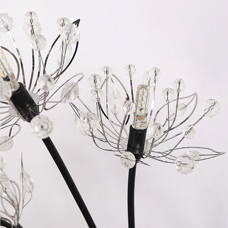 Black Dandelion Sconce Light Vintage 3 Lights Crystal Wall Mount Light for Stairway - Clearhalo - 'Cast Iron' - 'Glass' - 'Industrial' - 'Modern wall lights' - 'Modern' - 'Tiffany' - 'Traditional wall lights' - 'Wall Lamps & Sconces' - 'Wall Lights' - Lighting' - 214872