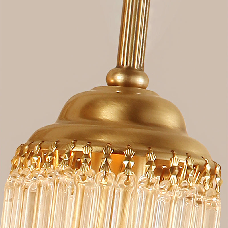 Gold Cylinder Wall Sconce Light Nordic 1/2 Light Metal Wall Mount Light with Crystal Rod Shade