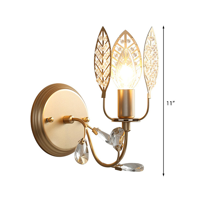 Modernism 1 Light Sconce Light with Crystal Leaf Bronze Branch Wall Mounted Light for Bedroom - Clearhalo - 'Modern wall lights' - 'Modern' - 'Wall Lamps & Sconces' - 'Wall Lights' - Lighting' - 214961