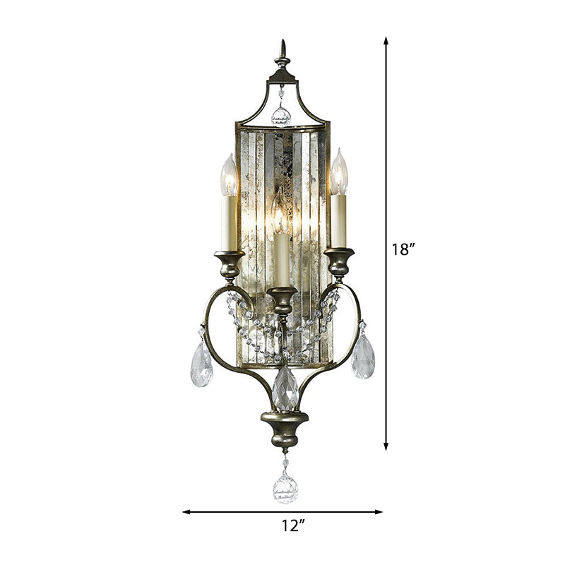 Rustic Candelabra Metal Sconce Light 2 Lights Wall Mounted Light Fixture with Crystal Accent Clearhalo 'Cast Iron' 'Glass' 'Industrial' 'Modern wall lights' 'Modern' 'Tiffany' 'Traditional wall lights' 'Wall Lamps & Sconces' 'Wall Lights' Lighting' 215005