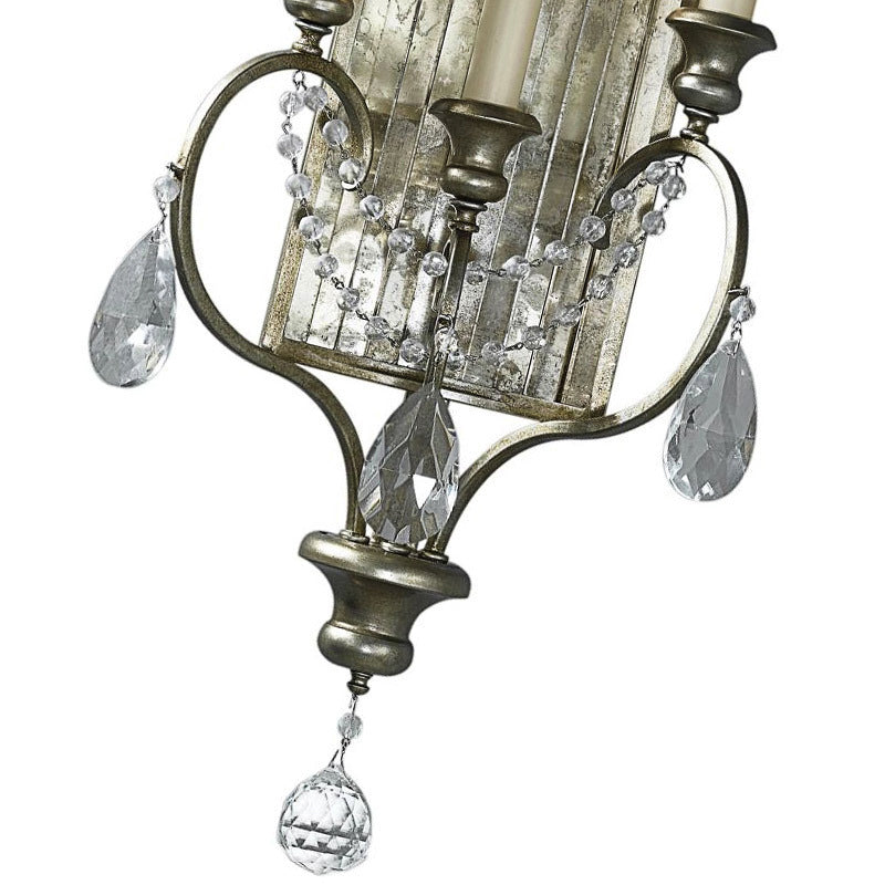 Rustic Candelabra Metal Sconce Light 2 Lights Wall Mounted Light Fixture with Crystal Accent Clearhalo 'Cast Iron' 'Glass' 'Industrial' 'Modern wall lights' 'Modern' 'Tiffany' 'Traditional wall lights' 'Wall Lamps & Sconces' 'Wall Lights' Lighting' 215007