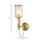 Cylinder Wall Light Postmodern Water Glass 1/2 Lights Brass Sconce Light with Crystal Strand Accent Clearhalo 'Modern wall lights' 'Modern' 'Wall Lamps & Sconces' 'Wall Lights' Lighting' 215077