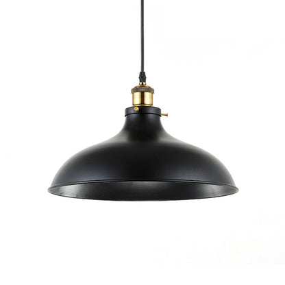 Wrought Iron Domed Ceiling Fixture Industrial 12"/14" W 1 Light Dining Room Pendant Lighting in Weathered Brass/Black Black Clearhalo 'Art Deco Pendants' 'Black' 'Cast Iron' 'Ceiling Lights' 'Ceramic' 'Crystal' 'Industrial Pendants' 'Industrial' 'Metal' 'Middle Century Pendants' 'Pendant Lights' 'Pendants' 'Rustic Pendants' 'Tiffany' Lighting' 21511