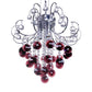 Bent Arm Frame Ceiling Light Fixture Modern Red Crystal 3 Lights Chrome Chandelier Light Clearhalo 'Ceiling Lights' 'Chandeliers' 'Modern Chandeliers' 'Modern' Lighting' 215193