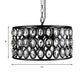 Black Drum Ceiling Lamp Vintage 3 Lights Metal and Crystal Chandelier Light for Living Room Clearhalo 'Ceiling Lights' 'Chandeliers' 'Glass shade' 'Glass' 'Modern Chandeliers' 'Modern' Lighting' 215238