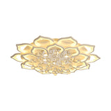 6/16/20 Lights Living Room Ceiling Light White Flush Mount Light Fixture in Warm/White Light with Floral Acrylic Shade and Crystal Drop Clearhalo 'Ceiling Lights' 'Close To Ceiling Lights' 'Close to ceiling' 'Flush mount' Lighting' 215503