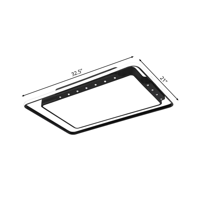 Black/White Rectangular Ceiling Light Fixture 16"/19.5"/32.5" Wide Simple Acrylic Living Room Flush Mount in Warm/White Light Clearhalo 'Ceiling Lights' 'Close To Ceiling Lights' 'Close to ceiling' 'Flush mount' Lighting' 215657