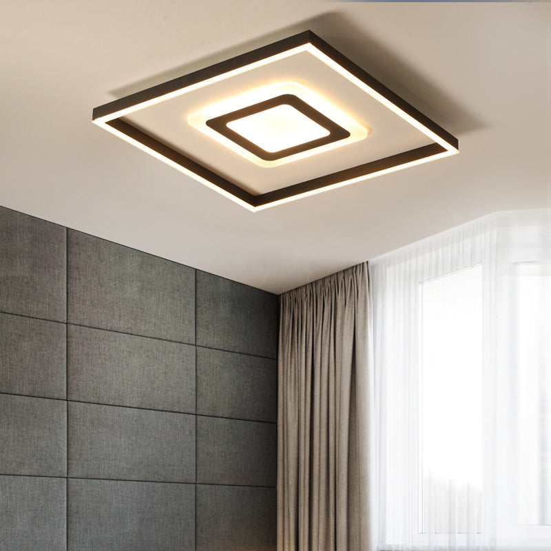 Acrylic Square/Rectangular Flush Ceiling Light Fixture 18"/21.5"/35.5" Wide Contemporary Dark Brown LED Flush Mount in Warm/White Light Dark Brown Warm Clearhalo 'Ceiling Lights' 'Close To Ceiling Lights' 'Close to ceiling' 'Flush mount' Lighting' 215660