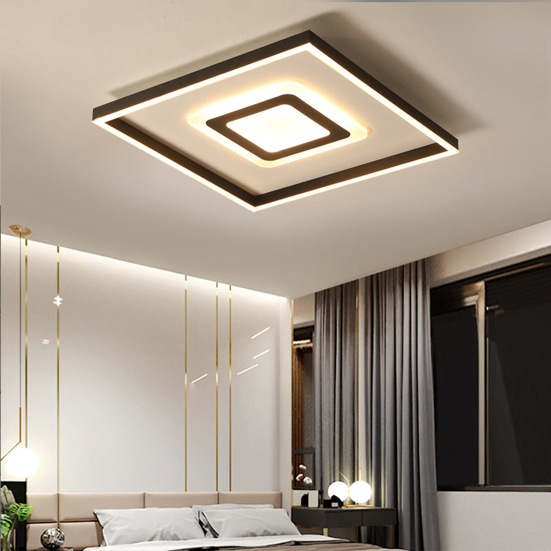 Acrylic Square/Rectangular Flush Ceiling Light Fixture 18"/21.5"/35.5" Wide Contemporary Dark Brown LED Flush Mount in Warm/White Light Clearhalo 'Ceiling Lights' 'Close To Ceiling Lights' 'Close to ceiling' 'Flush mount' Lighting' 215662
