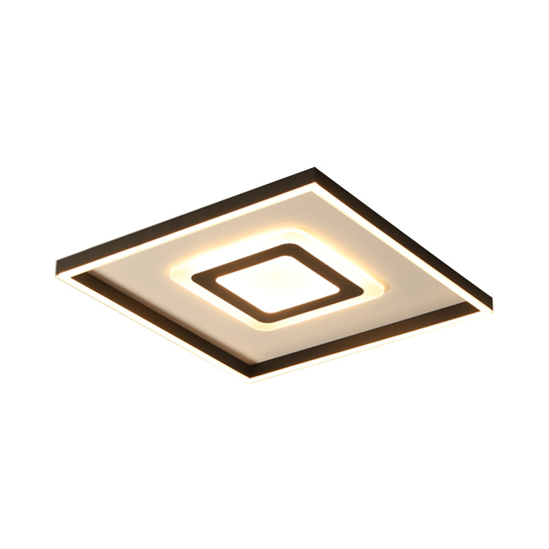 Acrylic Square/Rectangular Flush Ceiling Light Fixture 18"/21.5"/35.5" Wide Contemporary Dark Brown LED Flush Mount in Warm/White Light Dark Brown White Clearhalo 'Ceiling Lights' 'Close To Ceiling Lights' 'Close to ceiling' 'Flush mount' Lighting' 215663