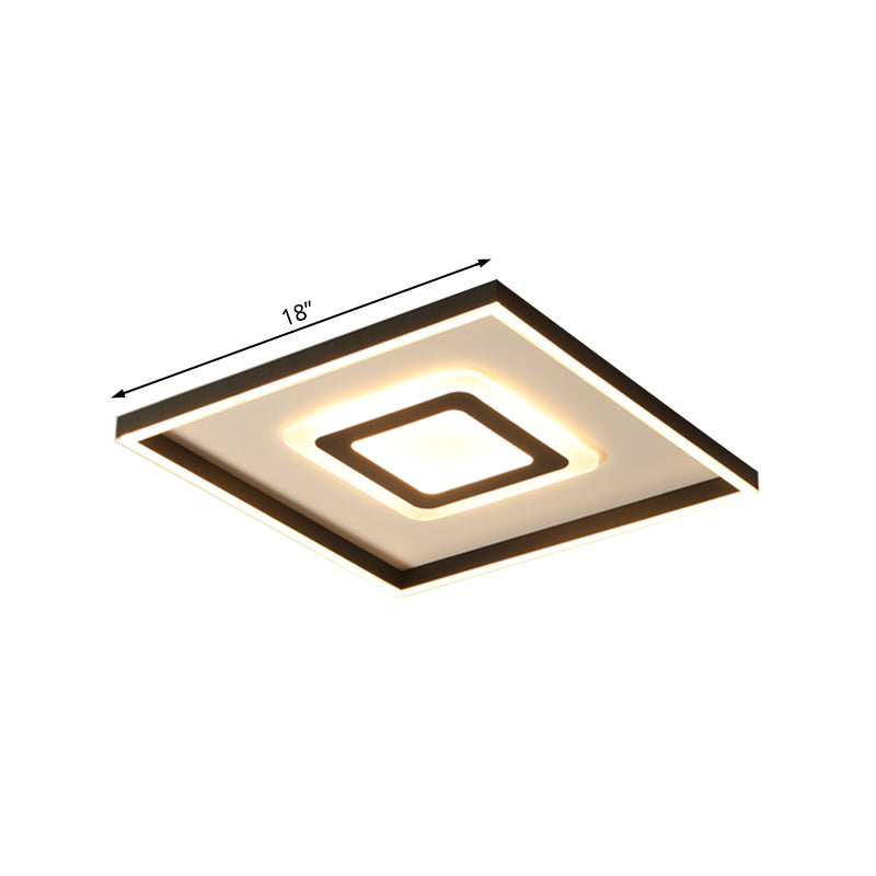Acrylic Square/Rectangular Flush Ceiling Light Fixture 18"/21.5"/35.5" Wide Contemporary Dark Brown LED Flush Mount in Warm/White Light Clearhalo 'Ceiling Lights' 'Close To Ceiling Lights' 'Close to ceiling' 'Flush mount' Lighting' 215664