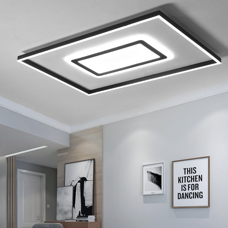 Acrylic Square/Rectangular Flush Ceiling Light Fixture 18"/21.5"/35.5" Wide Contemporary Dark Brown LED Flush Mount in Warm/White Light Dark Brown White Clearhalo 'Ceiling Lights' 'Close To Ceiling Lights' 'Close to ceiling' 'Flush mount' Lighting' 215666