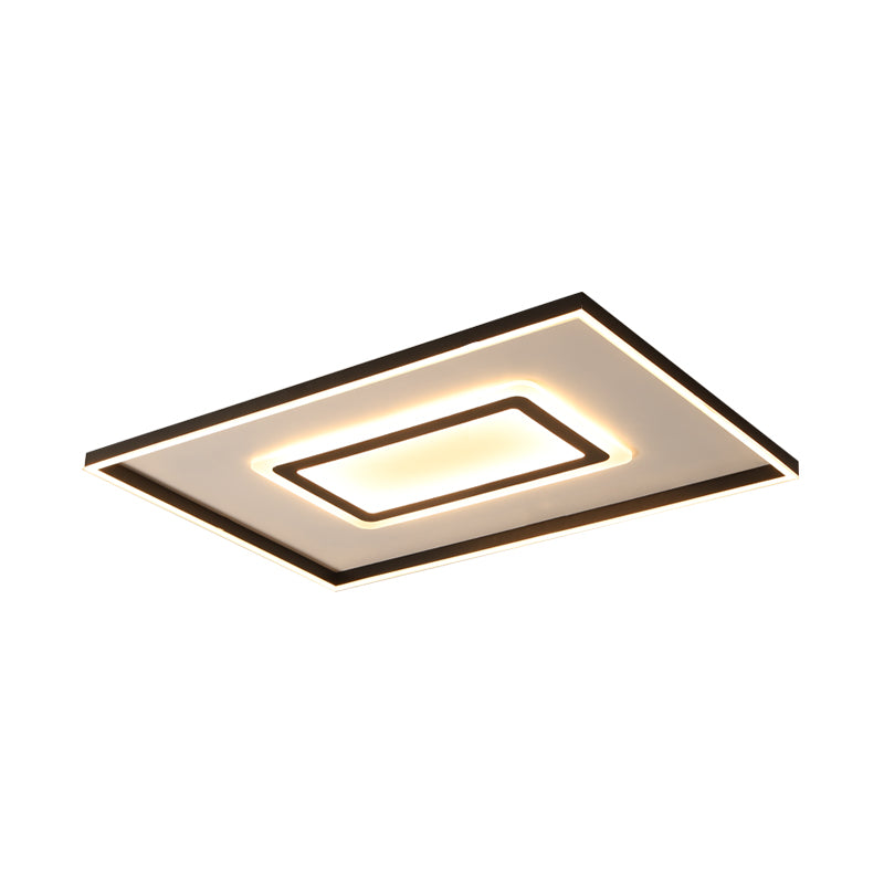 Acrylic Square/Rectangular Flush Ceiling Light Fixture 18"/21.5"/35.5" Wide Contemporary Dark Brown LED Flush Mount in Warm/White Light Clearhalo 'Ceiling Lights' 'Close To Ceiling Lights' 'Close to ceiling' 'Flush mount' Lighting' 215668