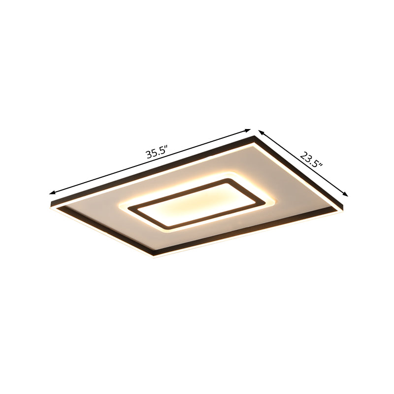 Acrylic Square/Rectangular Flush Ceiling Light Fixture 18"/21.5"/35.5" Wide Contemporary Dark Brown LED Flush Mount in Warm/White Light Clearhalo 'Ceiling Lights' 'Close To Ceiling Lights' 'Close to ceiling' 'Flush mount' Lighting' 215669