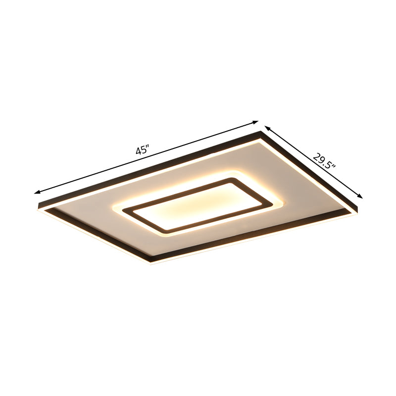 Acrylic Square/Rectangular Flush Ceiling Light Fixture 18"/21.5"/35.5" Wide Contemporary Dark Brown LED Flush Mount in Warm/White Light Clearhalo 'Ceiling Lights' 'Close To Ceiling Lights' 'Close to ceiling' 'Flush mount' Lighting' 215670