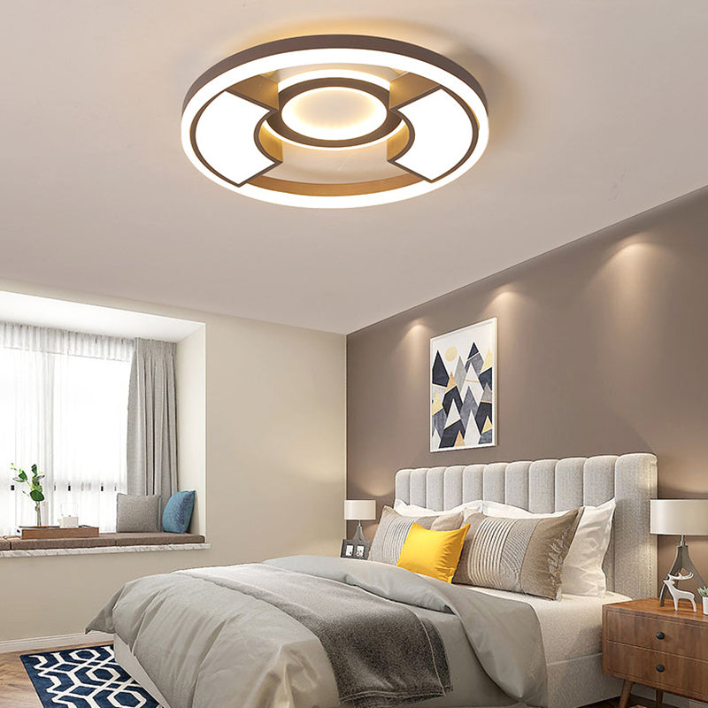 16"/19.5" Dia Contemporary Round Flush Mount Light Acrylic LED Bedroom Ceiling Light Fixture in Warm/White Light Clearhalo 'Ceiling Lights' 'Close To Ceiling Lights' 'Close to ceiling' 'Flush mount' Lighting' 215693