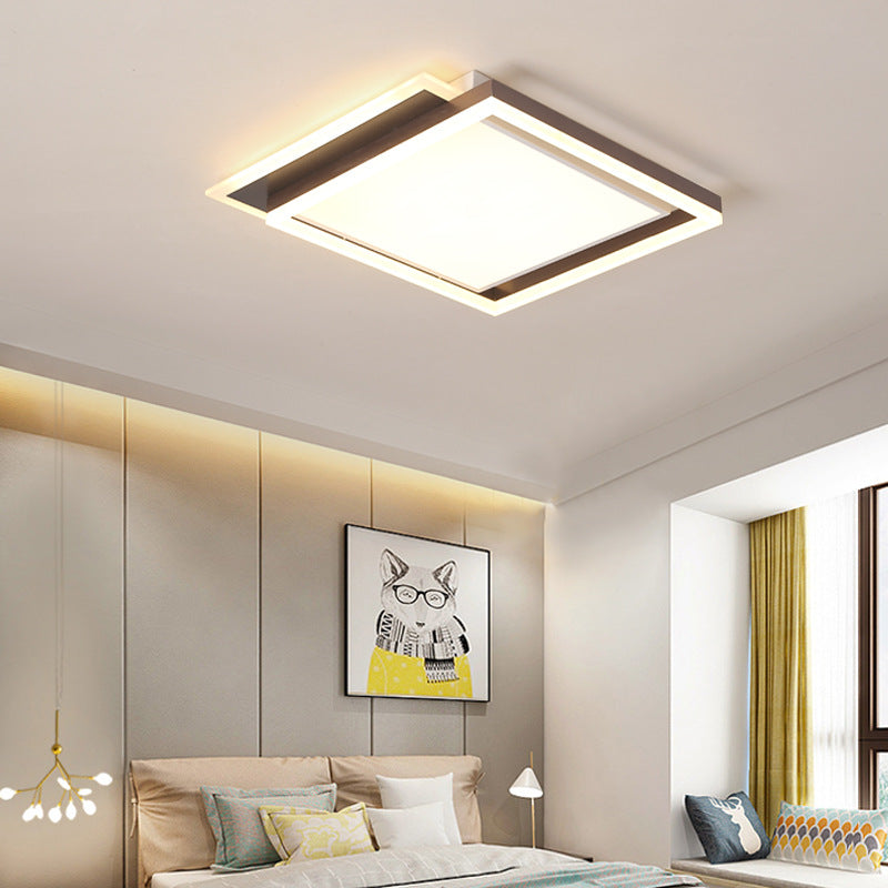 16"/19.5"/35.5" W Bedroom Flush Light Modern Acrylic Brown LED Ceiling Lighting in Warm/White Light Brown Warm Clearhalo 'Ceiling Lights' 'Close To Ceiling Lights' 'Close to ceiling' 'Flush mount' Lighting' 215719