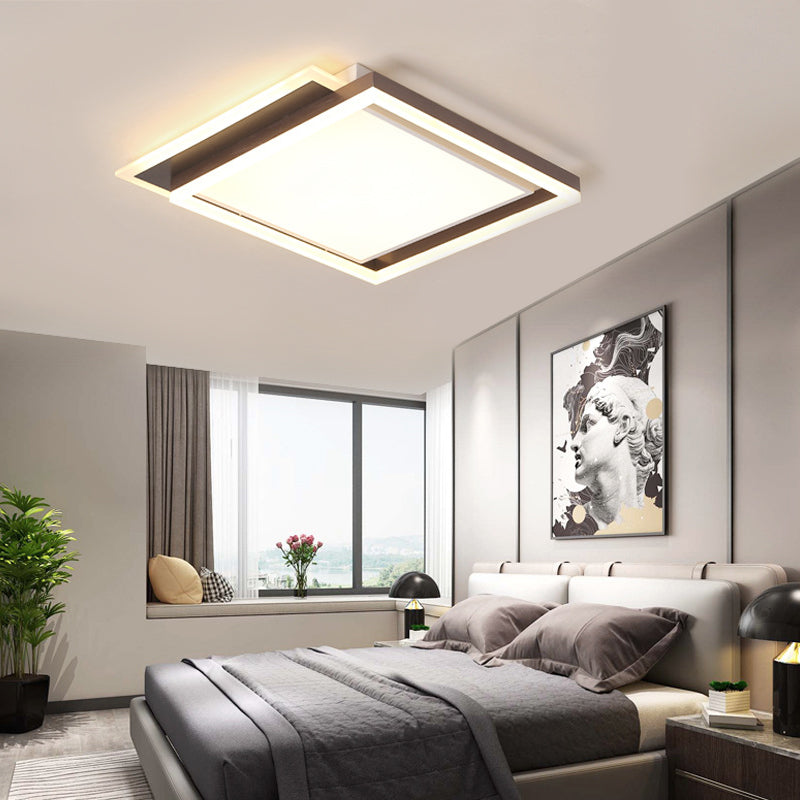 16"/19.5"/35.5" W Bedroom Flush Light Modern Acrylic Brown LED Ceiling Lighting in Warm/White Light Clearhalo 'Ceiling Lights' 'Close To Ceiling Lights' 'Close to ceiling' 'Flush mount' Lighting' 215721