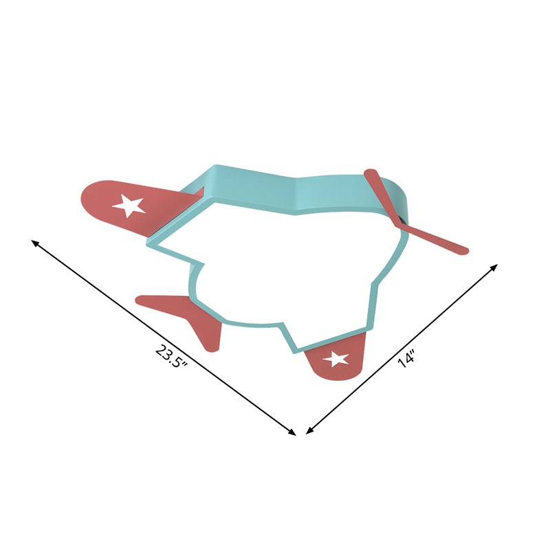 Blue Helicopter Flushmount Lighting Cartoon Style LED Metal Ceiling Mount Light with Acrylic Diffuser Clearhalo 'Ceiling Lights' 'Close To Ceiling Lights' 'Close to ceiling' 'Flush mount' Lighting' 216194