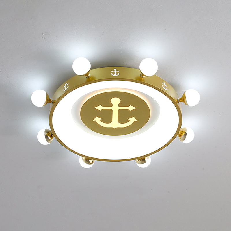 Circle Shaped Child Room LED Flush Mount Acrylic Modern Flushmount Ceiling Lighting Gold White Clearhalo 'Ceiling Lights' 'Close To Ceiling Lights' 'Close to ceiling' 'Flush mount' Lighting' 2161967