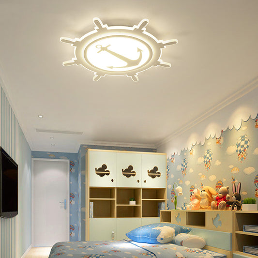 Simplicity Rudder Shaped Flush Ceiling Light Acrylic Kindergarten LED Flush Mount Lighting Fixture in White Clearhalo 'Ceiling Lights' 'Close To Ceiling Lights' 'Close to ceiling' 'Flush mount' Lighting' 2161969