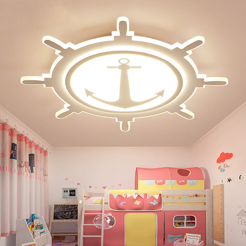 Simplicity Rudder Shaped Flush Ceiling Light Acrylic Kindergarten LED Flush Mount Lighting Fixture in White Clearhalo 'Ceiling Lights' 'Close To Ceiling Lights' 'Close to ceiling' 'Flush mount' Lighting' 2161970
