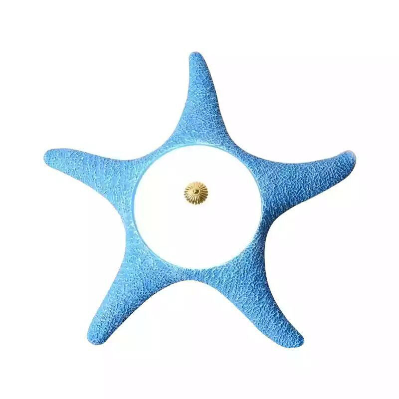 Starfish Kindergarten LED Flush Mount Resin Kids Flushmount Ceiling Lighting with Dome Milky Glass Shade in Blue Clearhalo 'Ceiling Lights' 'Close To Ceiling Lights' 'Close to ceiling' 'Flush mount' Lighting' 2162022