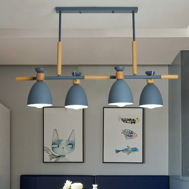 Simplicity Dome Shade Island Pendant Light Metallic 4 Heads Dining Room Ceiling Light Clearhalo 'Ceiling Lights' 'Island Lights' Lighting' 2162096