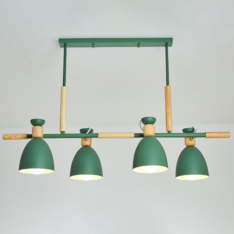 Simplicity Dome Shade Island Pendant Light Metallic 4 Heads Dining Room Ceiling Light Clearhalo 'Ceiling Lights' 'Island Lights' Lighting' 2162100